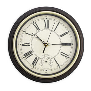 Wall Clock with Thermometer 12" 
